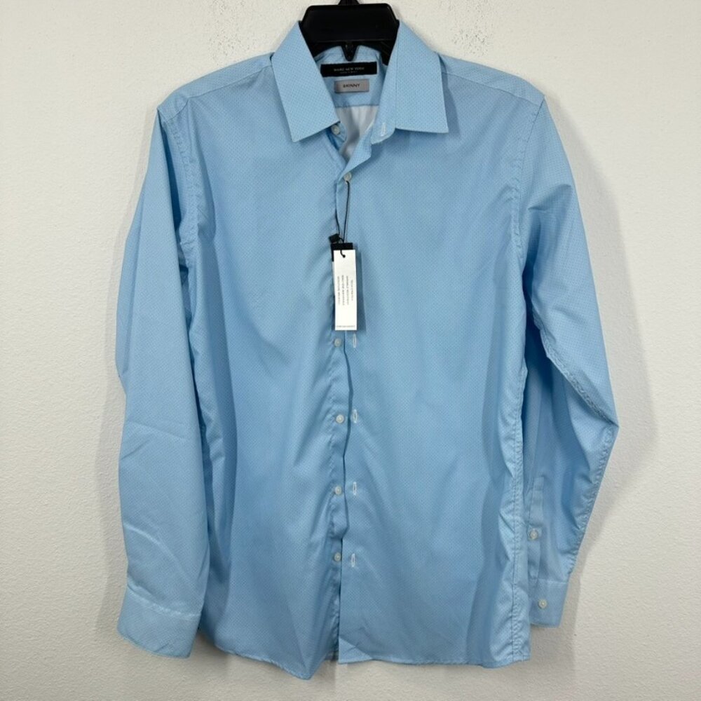 Marc New York Light Blue Technical Fabric‎ Button Down Dress Shirt Formal NWT